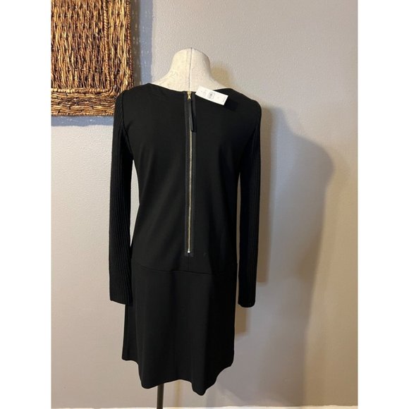 LOFT Dress 6 Small Black Stretch Ribbed Knit Long Sleeve Cotton Wool Rabbit NWT - Picture 4 of 10